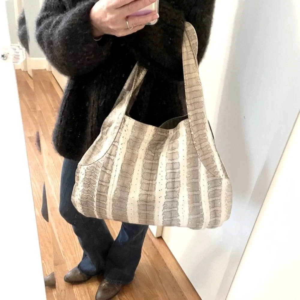 Beirn Jenna Natural Watersnake Leather Hobo Luxury Tote Bag